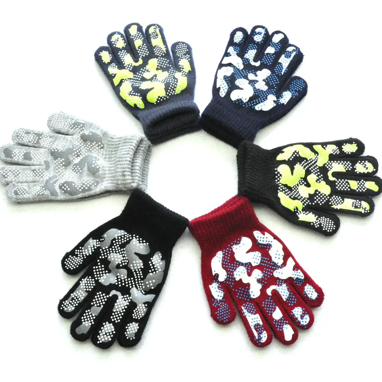 
Custom Winter Warm Stretchy Knitted Magic Non-slip Gloves Girl Boy Kids Gloves Child Gloves 
