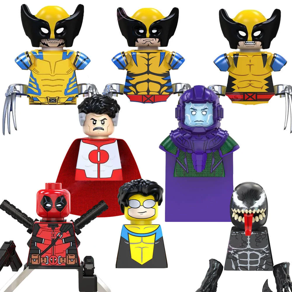 TV6205 Wolver-ine Movies Super Heroes Dead Omni Man Invincible Riot Kang the Conqueror Pool Mini Building Blocks Kids Gift Toys