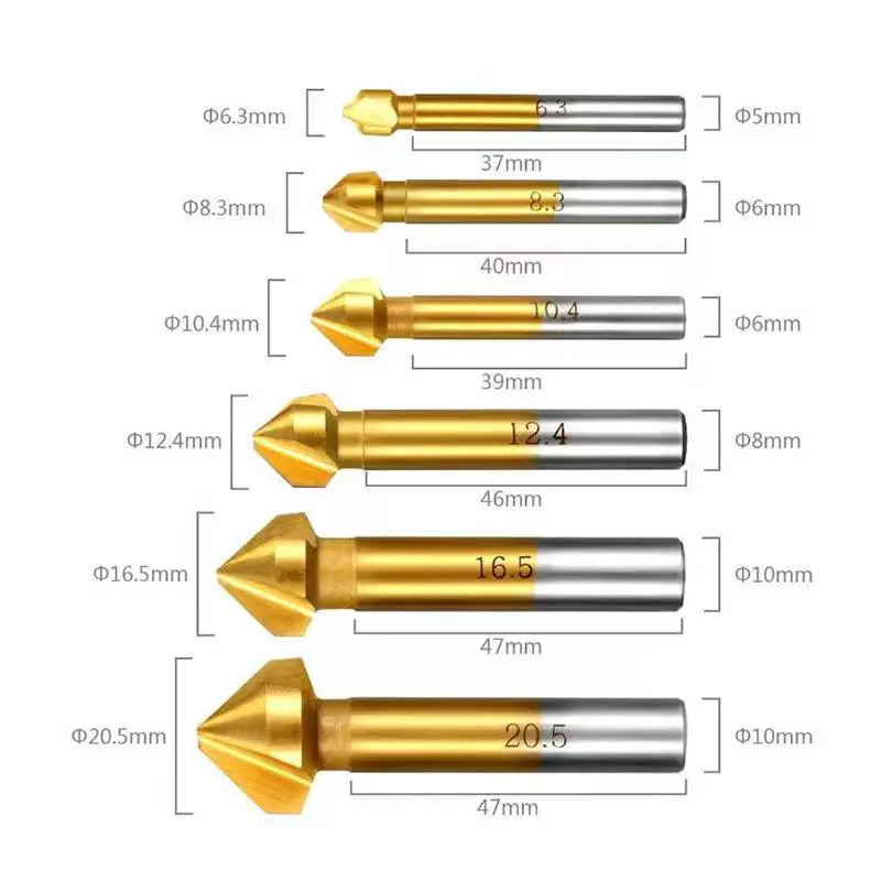 China Factory Supply  Titanium Coated 5-50mm  HSS Best Drill Bit Countersink for Wood Metal Drilling