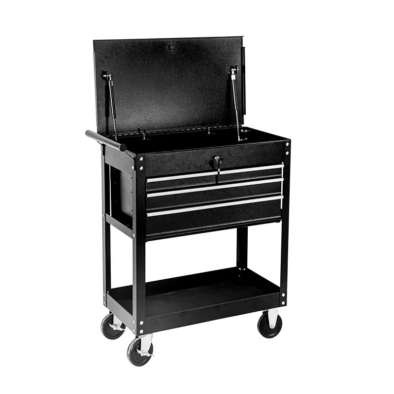 Utility Cart 4 Drawers Powder Coated Steel Warehouse Nice Capacity  Rolling Tool Box Chest For Mechanic Garage Industry