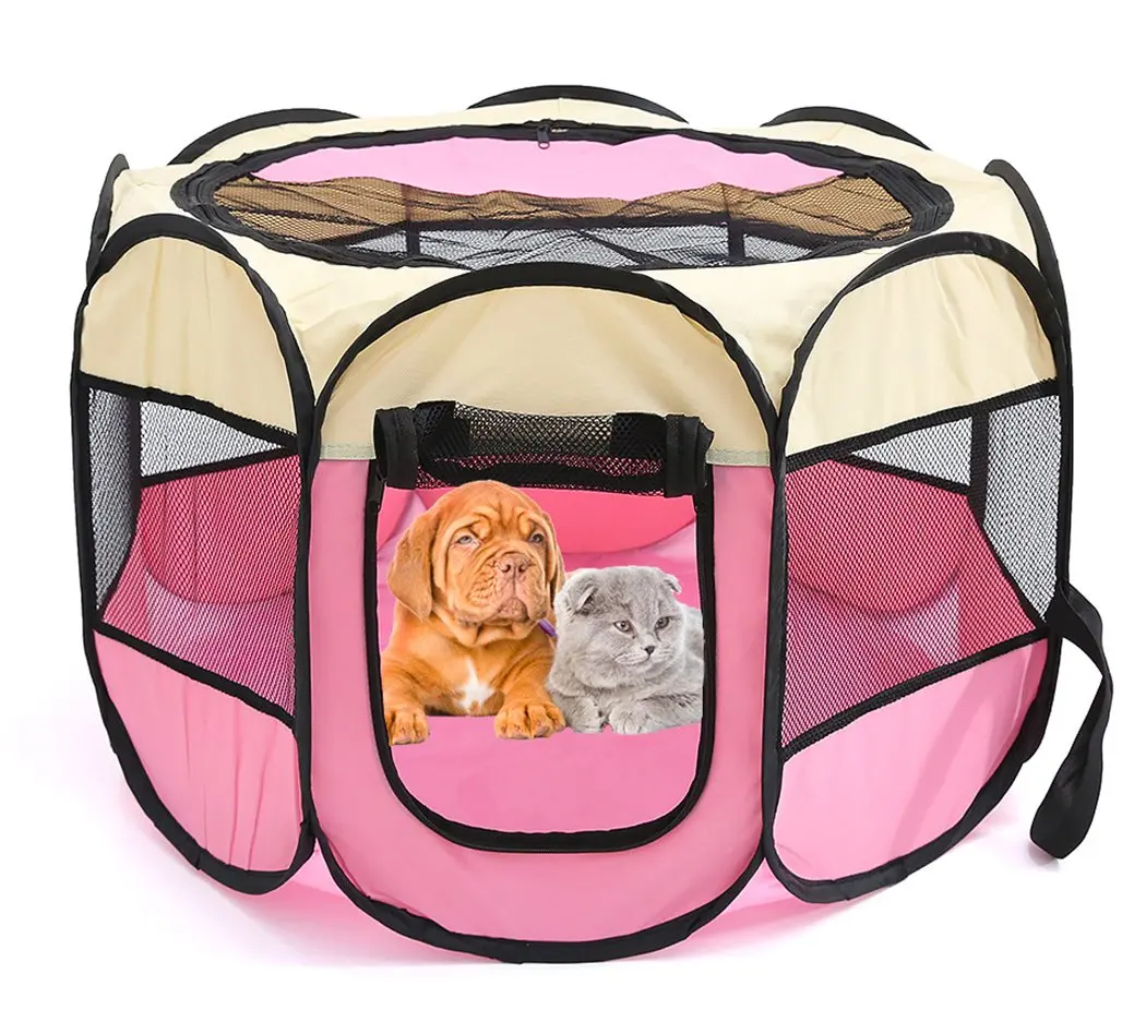 Portable Pet Playpen Dog Playpen Foldable Pet Exercise Pen Tents Dog Kennel House Playground for Puppy Cat Travel Camping Use