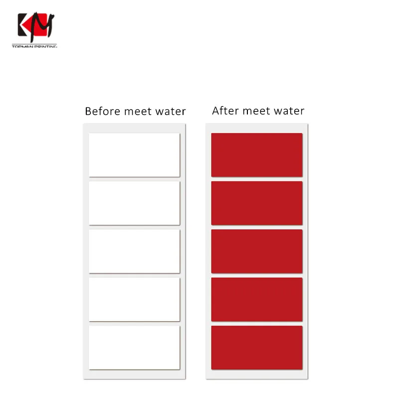 Custom Water Sensitive Label sticker Touch Water Turn Red Label Security Label Sticker