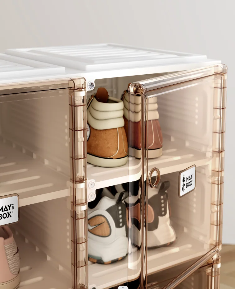 China wholesale Install-free foldable shoe storage cabinet with doors  cabinet modern shoe drawer storage large capacity