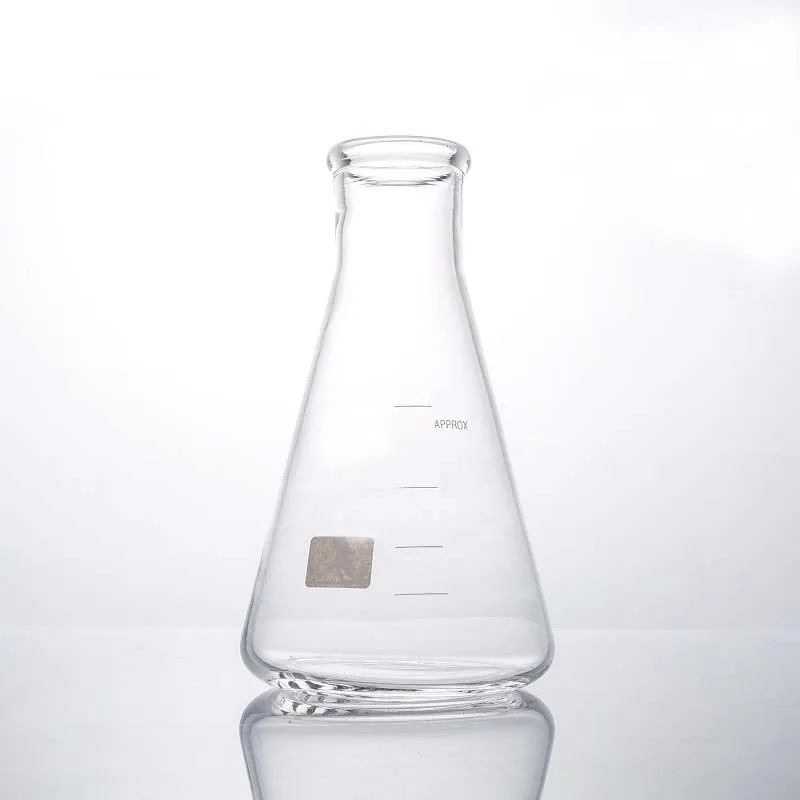 Wholesale 250ml Empty Transparent Glassware Safe Borosilicate Glass Flat Bottom Conical Flask For Chemistry Laboratory