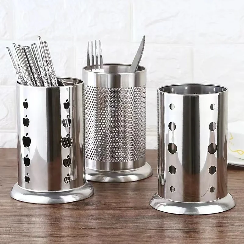 Cutlery Holder Stainless Steel Chopsticks Tube Tableware Holder For Drain Stainless Steel Kitchen Rack Utensil Holder Set