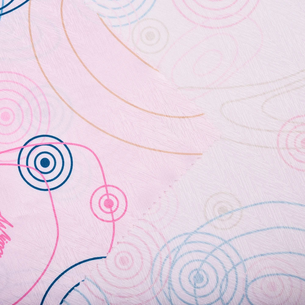 Tidal Flow Design Pink Stripe Print 100% Polyester Print Fabrics for Dress