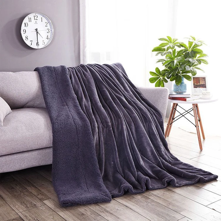 
wholesale knitted printed square flannel fleece sherpa blanket 
