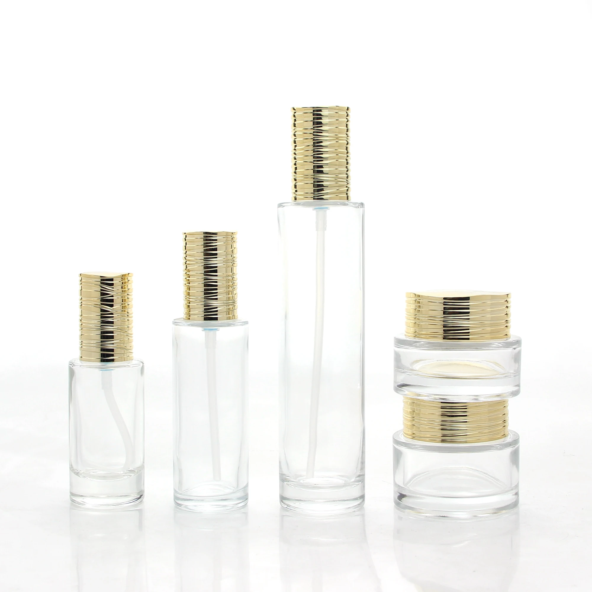 Luxury Cosmetics Packaging Set Empty 1 2 oz Serum Oil Lotion Pump Bottle and Cream Glass Jars for Skincare