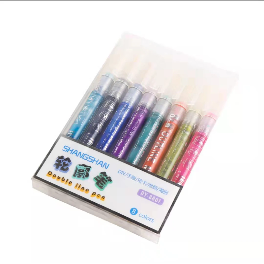 Dream free drawing Double line outline highlighter 8 colors 12 colors
