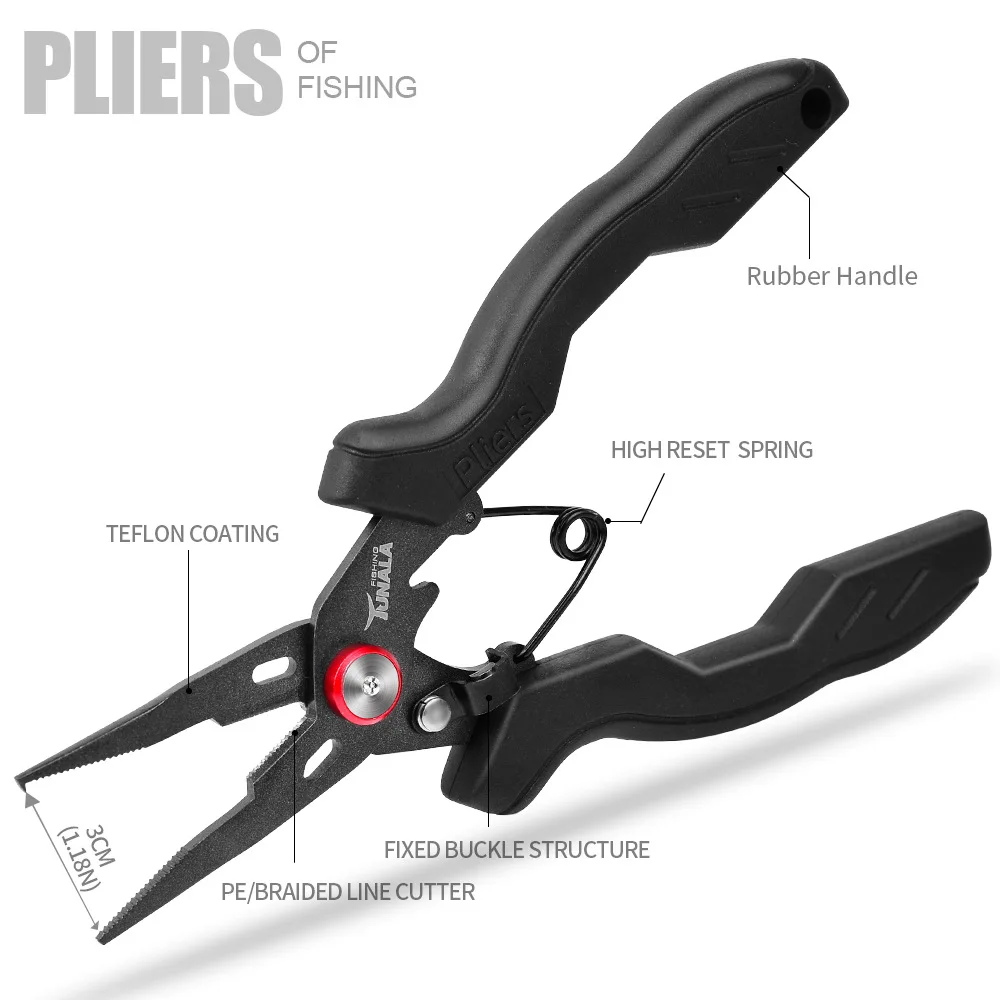 RT High Quality Multifunctional Fishing Pliers Stainless Steel  Scissor With Buckle Fish Line Cutter Clamp Grabber Tackle