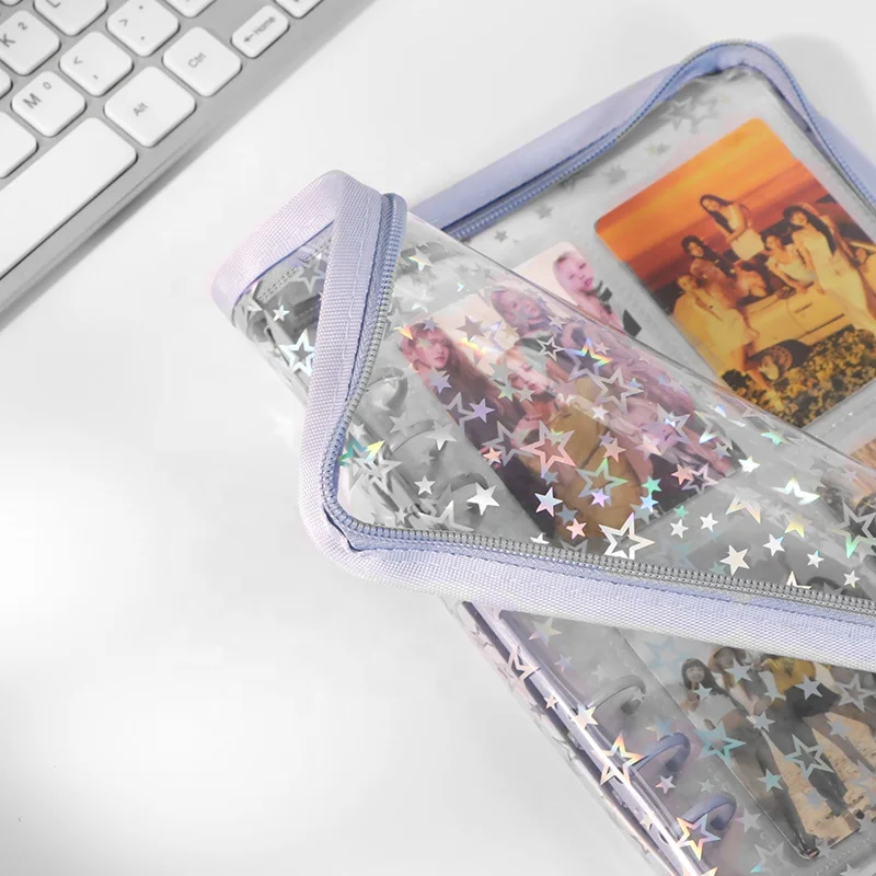 Glitter stars cover a5 6 ring binder planner pvc refillable notebook shell for journal albums diary school office supplies