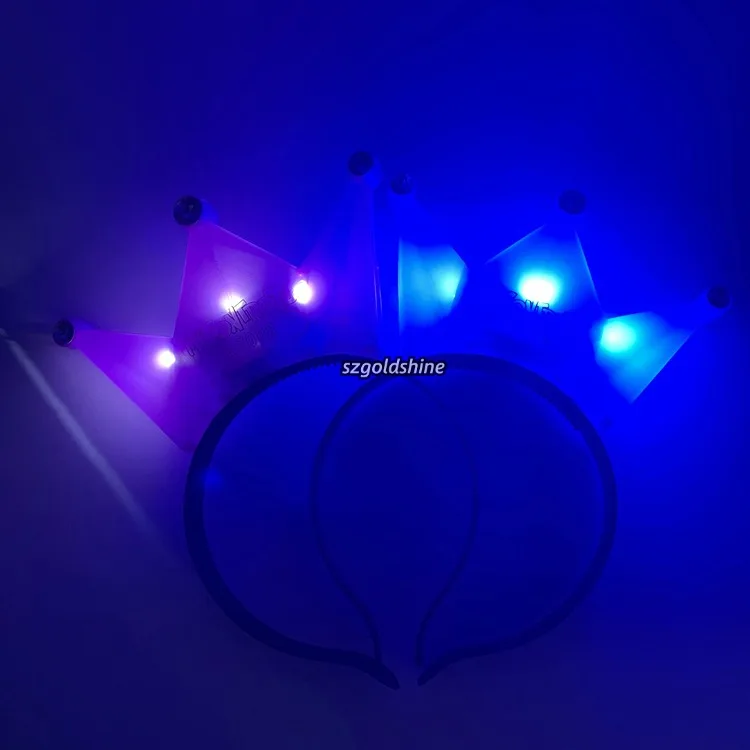 Princess Tiara Crown LED Flashing Hairband Mardi Gras Party Headband Christmas Birthday Cosplay Plastic HairHoop Bag Packaging