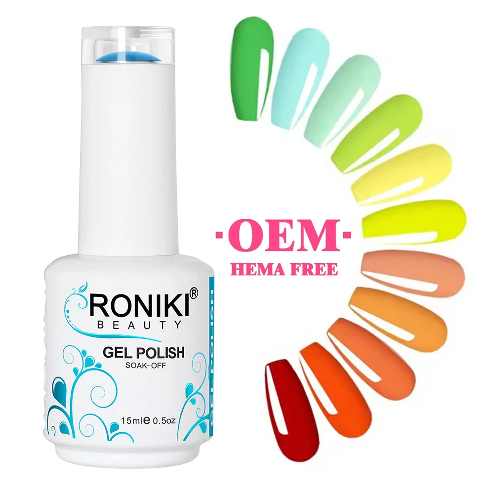 RONIKI Nail Gel Polish create your own brand Wholesale Colors Soak Off  UV Gel OEM Free HEMA Vegan Very Good Gel Nail Polish