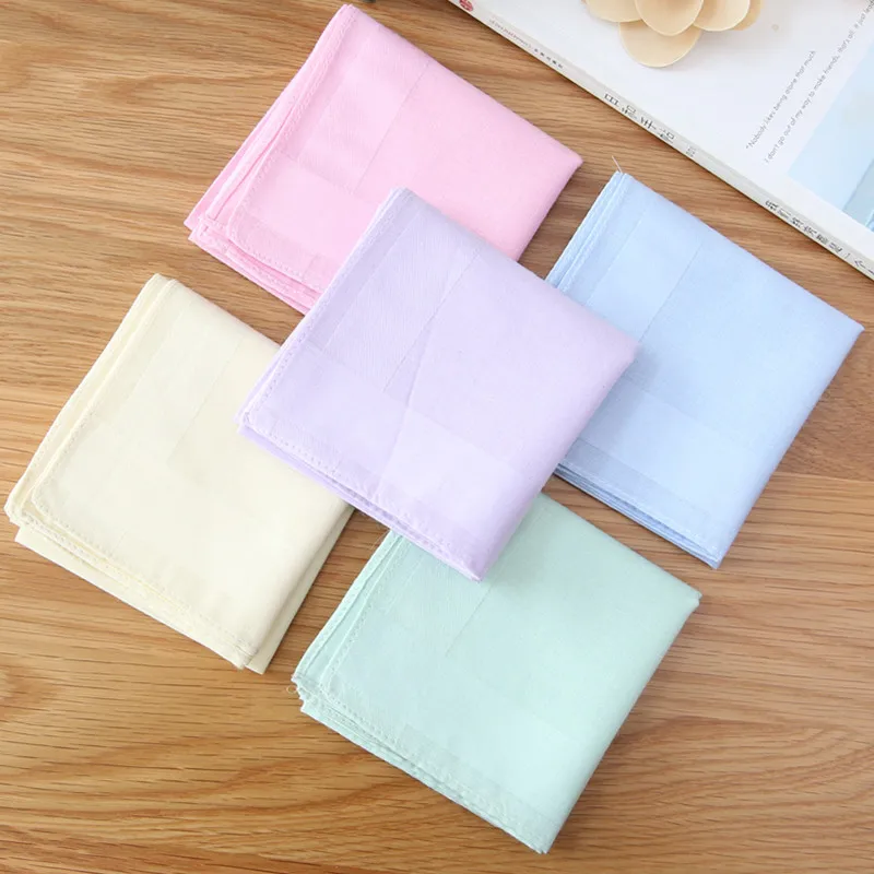  40*40cm Solid Pure Color Handkerchief Cotton Women Plain Pocket Squares Hankies Gift For Girl Neck Hair Scarf Towel