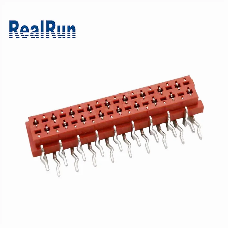 Micro Match IDC Connector 1.27*2.54 Pitch Red 90 Degree Through Holes 18 Positions PBT Tin Plated RoHS
