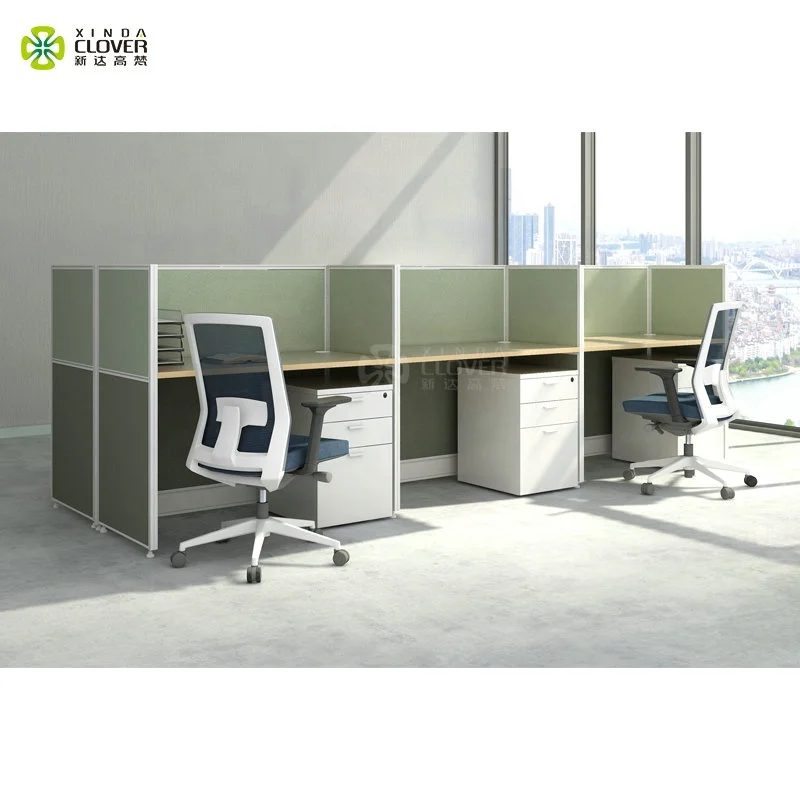 Modular office 4 workstation cubicle modern coworking desk call center office cubicles