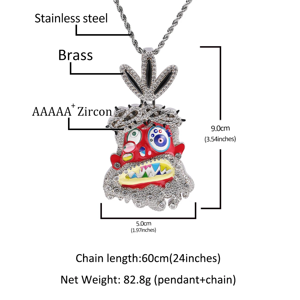 Cartoon Colorful Enamel Dripping Oil Avatar Savage Tribe Pendant