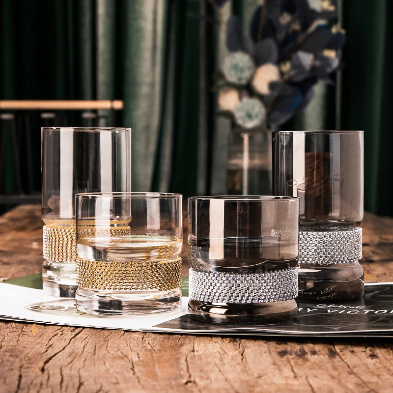 Luxury Shot Glassware for Nightclub Glass Cup With Diamond Fine Dinner Wine Bistro Bar Shaker Cocktail Glasses