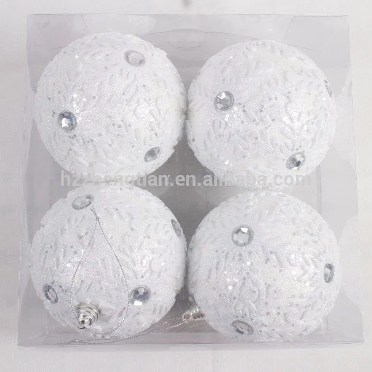 Ornament Glitter Ball for Home and Party Decor round PVC Foam Christmas Tree UV Printed for Crafts Packed in Box