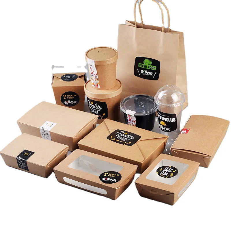CHAMEPAK Eco-friendly biodegradable food paper box takeaway container disposable food kraft paper box