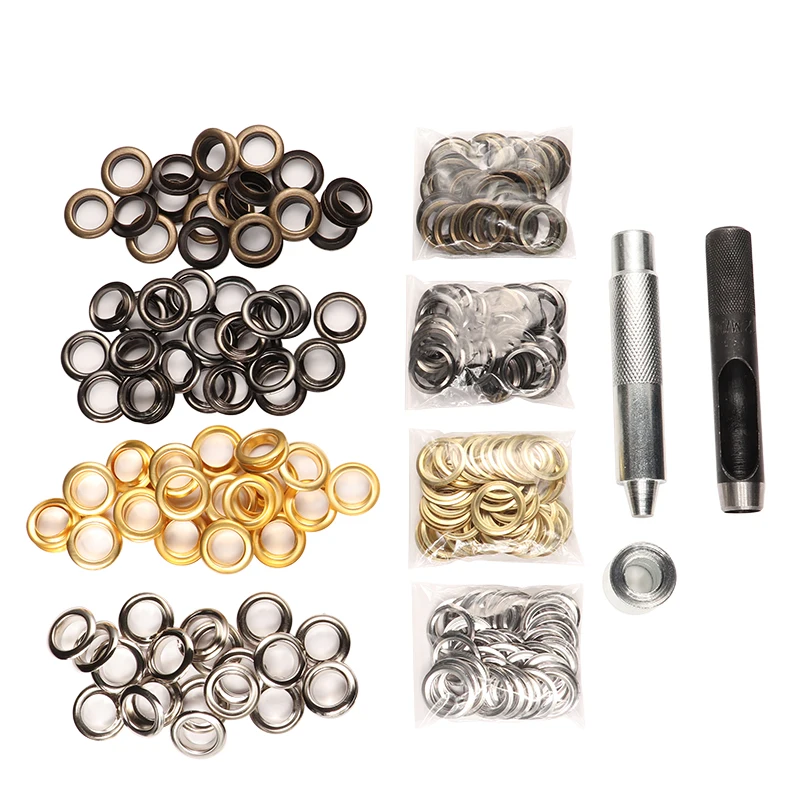 12mm (12/25 inch) metal eyelet grommet kit and eyelet setting tools for DIY leather craft shoes clothes install eyelets tool set