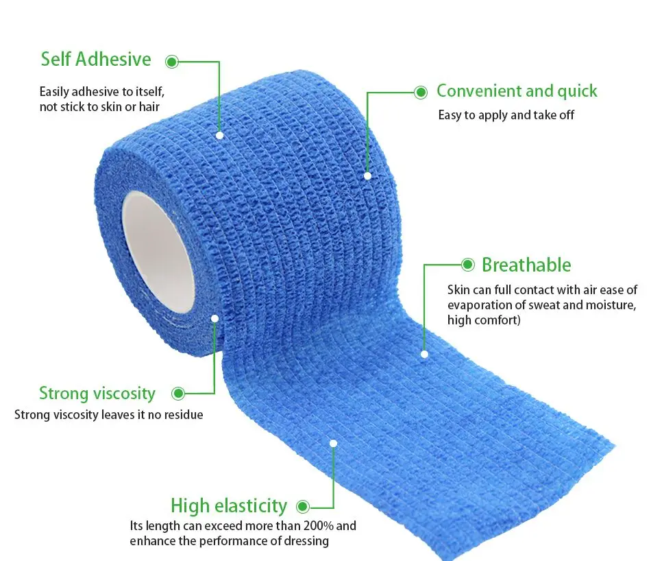 Colorful Sport Self Adhesive Elastic Bandage latex free Wrap Tape Elastoplast For Knee Support Pads Finger Ankle Palm Shoulder