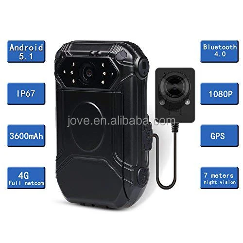 
4G Wifi GPS Touch Screen 1080P IR Night Vision Body Worn Camera 