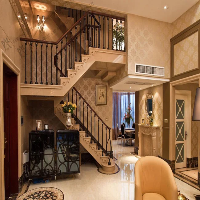 Modern Stainless Steel Villa Stair Railing Luxury Gold Color Handrail for Balcony Iron Balustrades for Home and Hotel