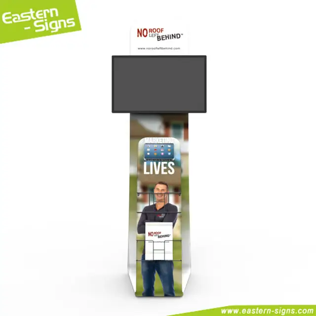 Custom Print Trade Show Display Stand Tension Fabric Tablet /TV Stand IpadSharing Station
