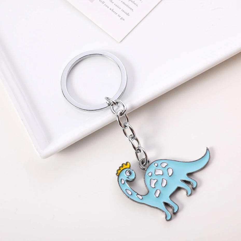 Personalized Custom Pendant Metal Keychain Engraved Metal Keyring Cartoon Dinosaur Zinc Alloy Metal Crafts Key Chain