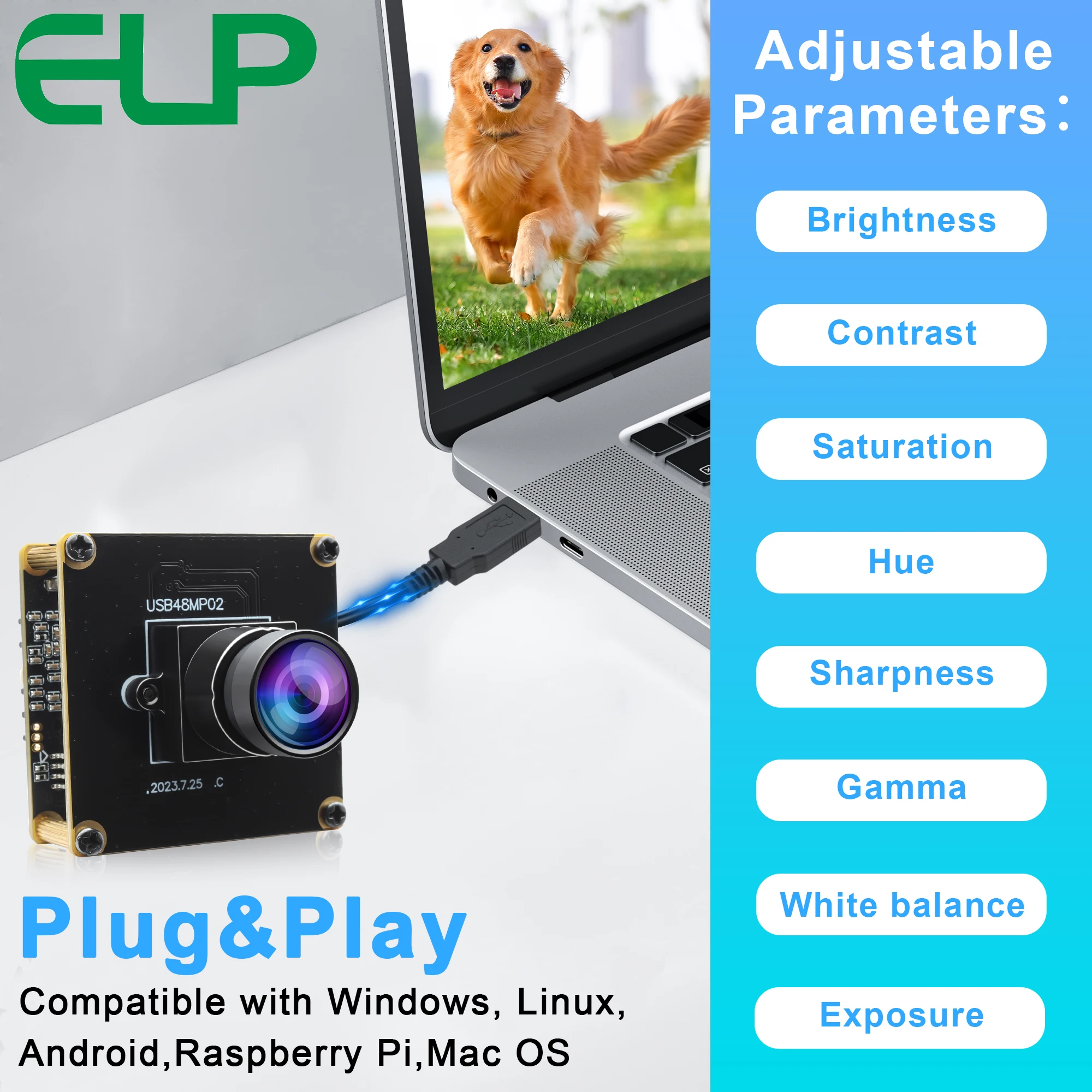ELP 48mp USB Camera Module for Computer Mini Lightburn Camera for Laser Engraver 6000P Webcam Board for Jetson Nano Raspberry Pi