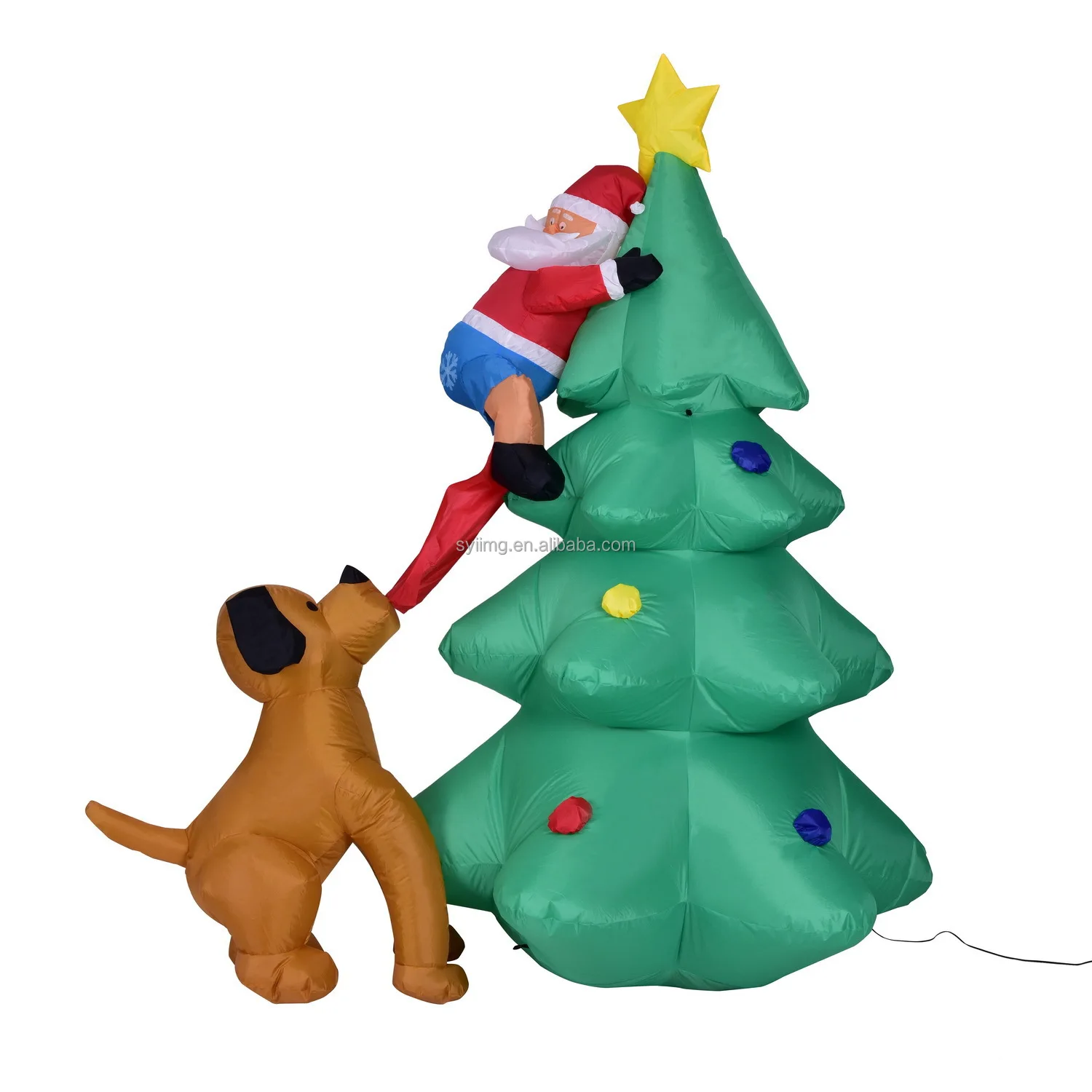 2.1M Christmas Tree with Dog Inflatables LED Lights Outdoor Christmas Blow up Advertising Inflatable Toys