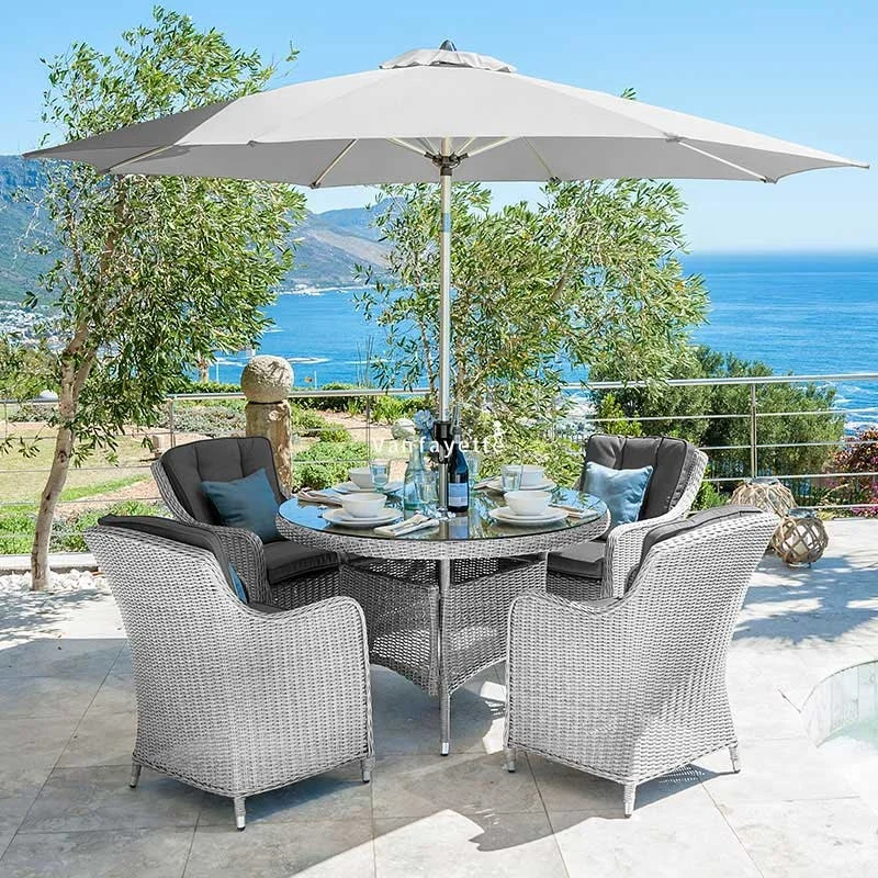  6 Piece Patio Set Small Table with Umbrella Hole Outdoor and Chairs