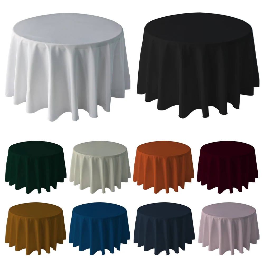 hot sale cheap custom waterproof polyester table cloth round wedding tablecloths
