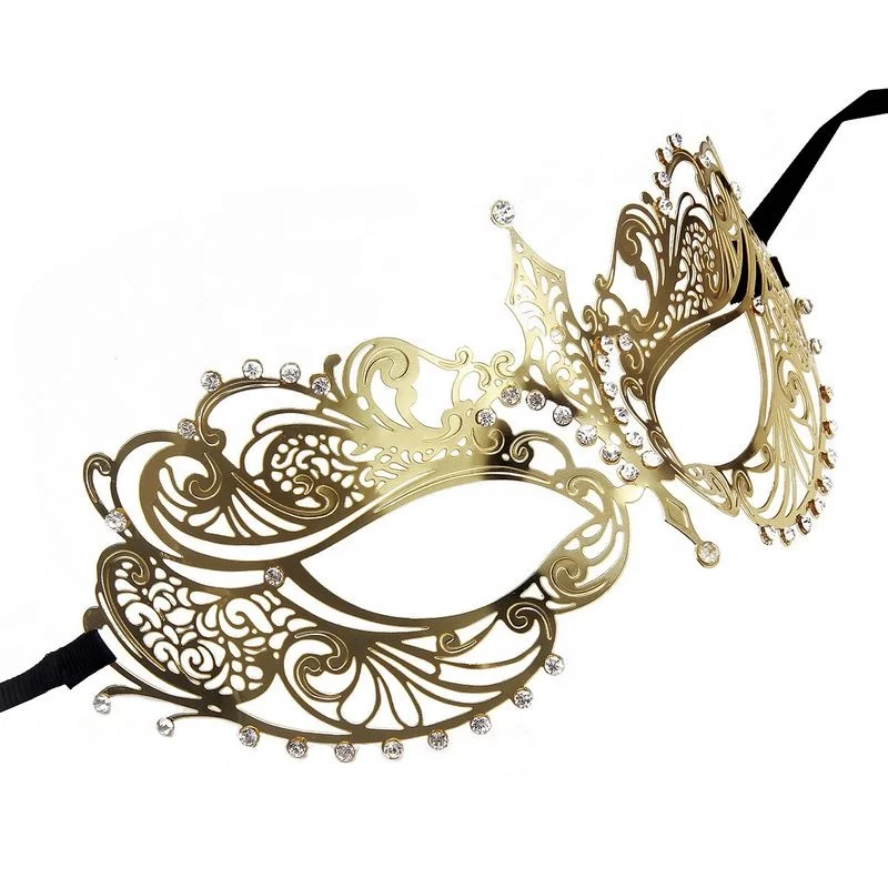 031S Luxury Carnival Party Mask Female Shiny Metallic Silver Transparent Rhinestone Venetian Mask For Eyes