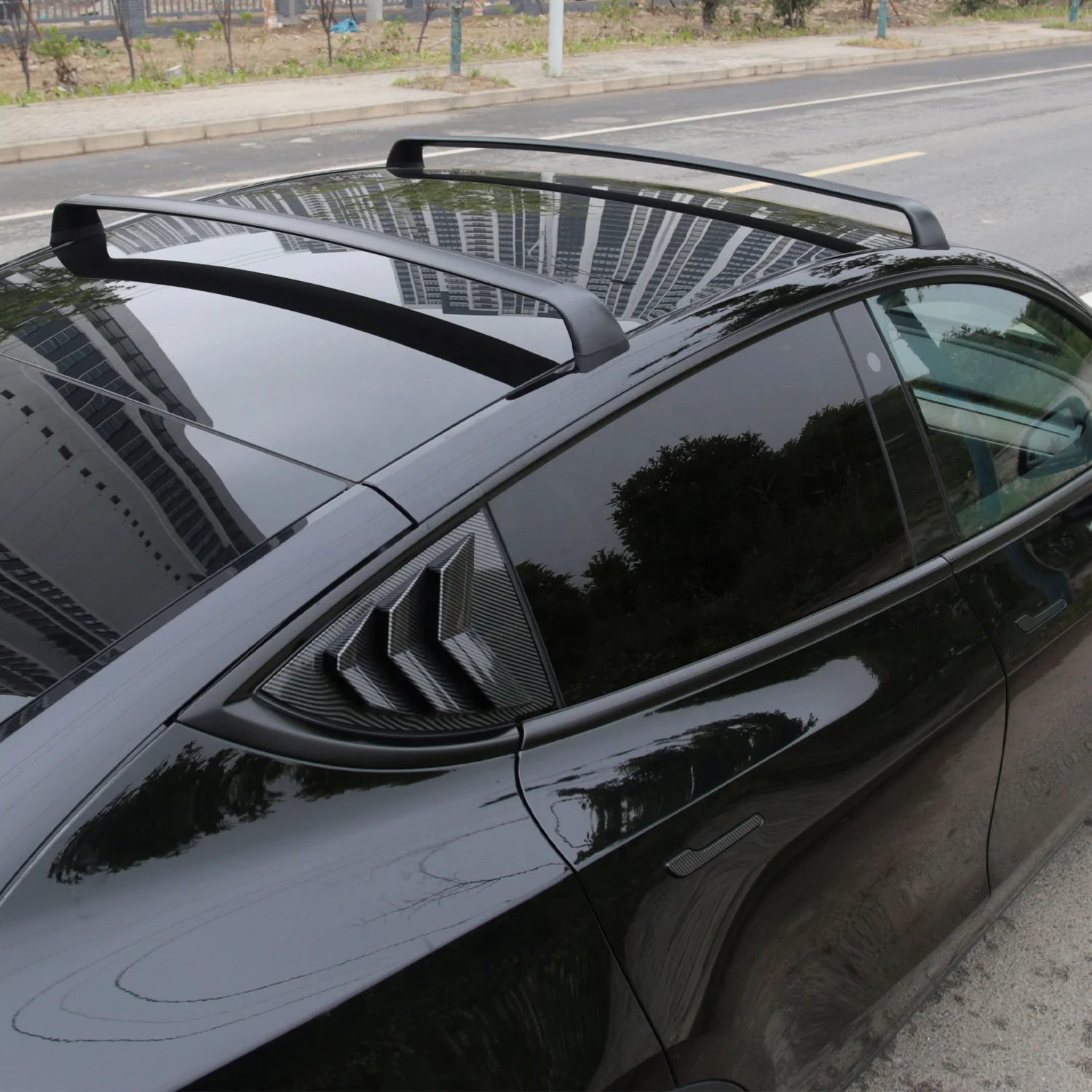 Car Accessories Black Aluminum Alloy Roof Rack Crossbars, Roof Rack Compatible For Tesla Model Y