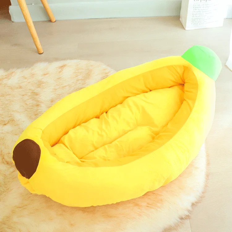 Memory Foam Washable Dog Bed Wholesale Banana Shape Funny Pet Beds Calming Dog Nest Cat Pet Deep Sleeping Bed