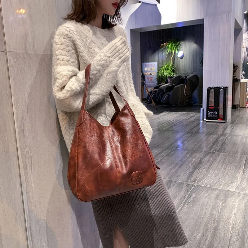 China online shopping Big Handbags for Women PU Leather Three Comparement Large Capacity canvas tote bag with zipper