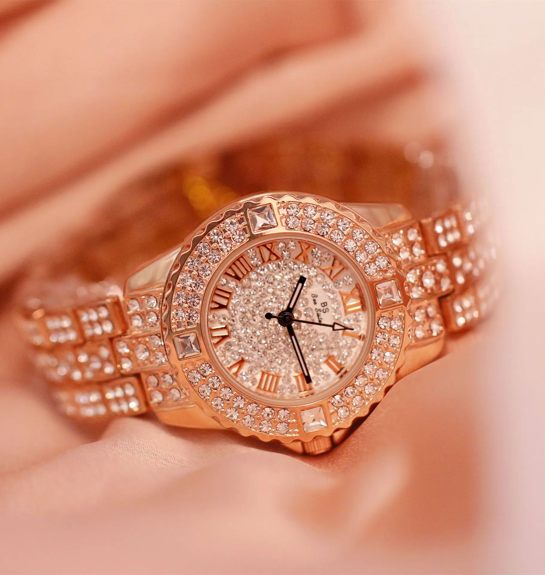 BS bee sister FA0280  Private label branded girls watches diamond orange fashion band cheap ladies  wrist watches
