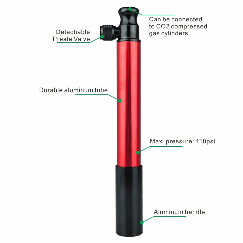 Hengyi Sports Unique Design Bicycle Hand Pump and CO2 Mini Bike Portable Inflator 2 in 1