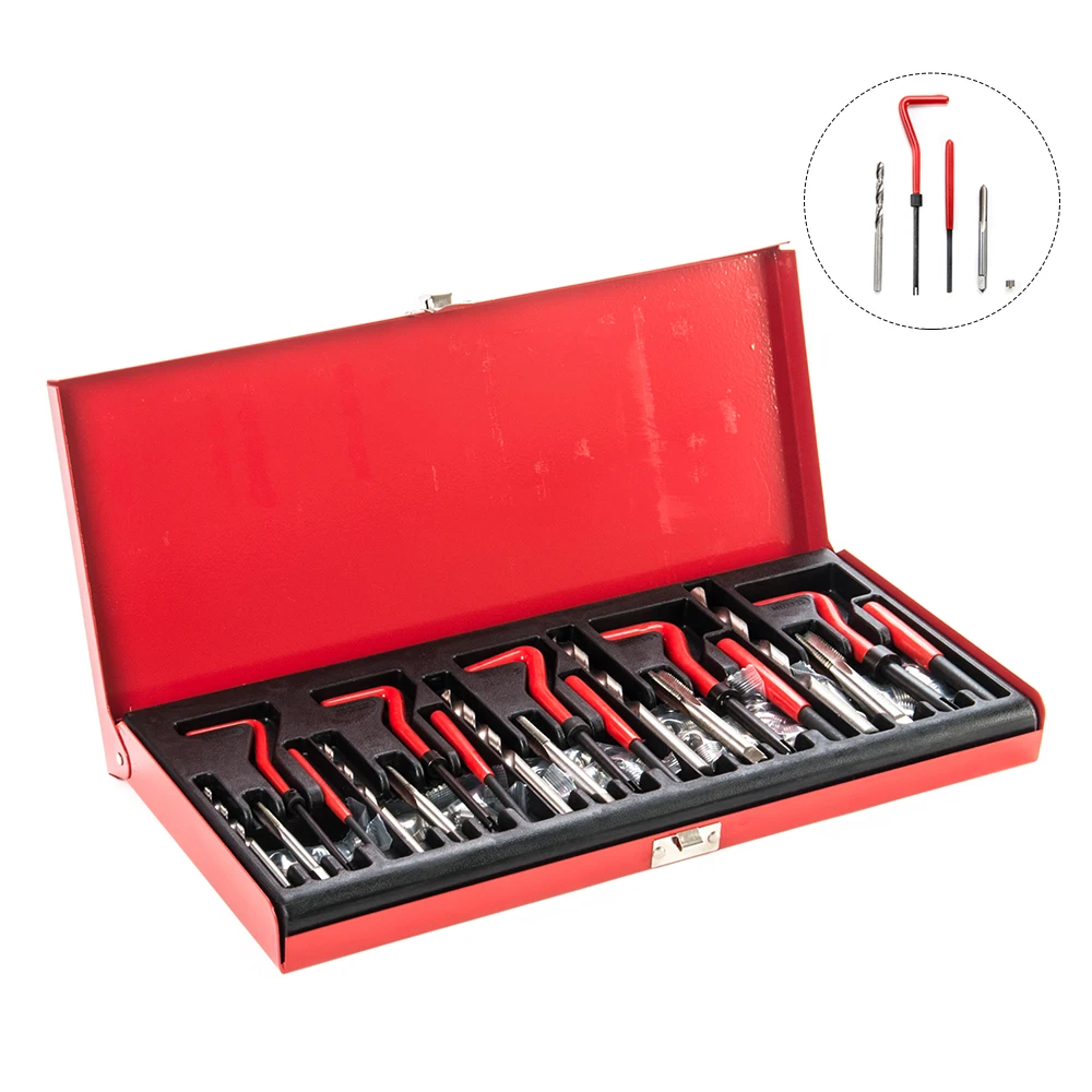 131pcs Auto repairing metric M5 M6 M8 M10 M12 HSS drill  thread repair tool kit  Metal Box drilling machine repair restoring