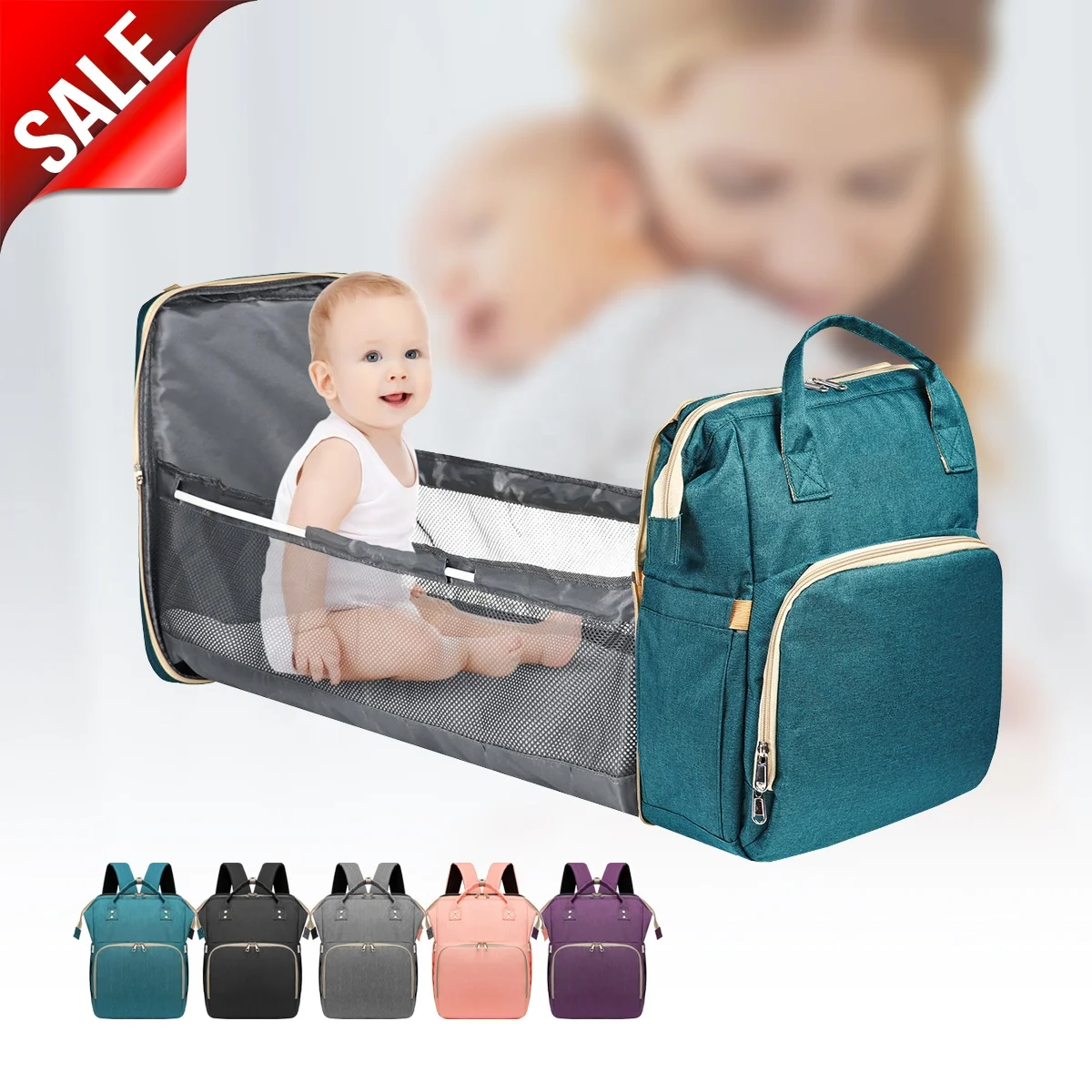 DB1 OEM/ODM wickeltasche bolsa de panales sac a langer Backpack Mommy Baby Stroller Sleeping Caddy Carrier Expandable Diaper Bag