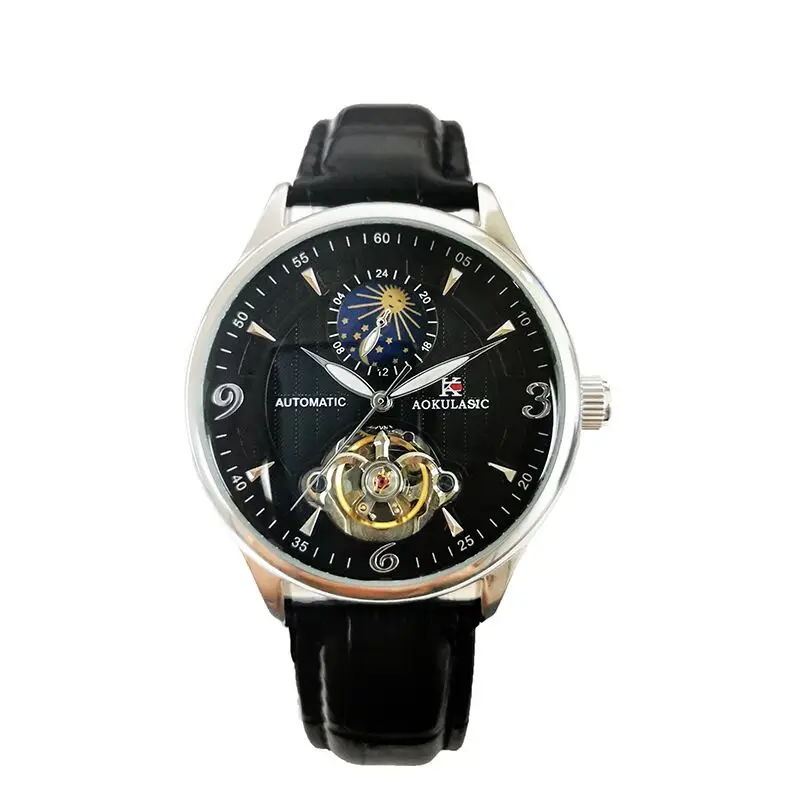 Unique Design Arabic Number Dual Face Three Buttons Chrono Automatic Mechanical Movement Men Wristwatches