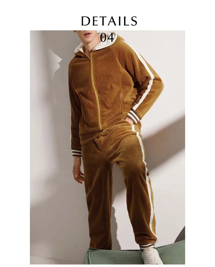High Quality Unique pajamas mens Winter velvet thick warm winter pajamas