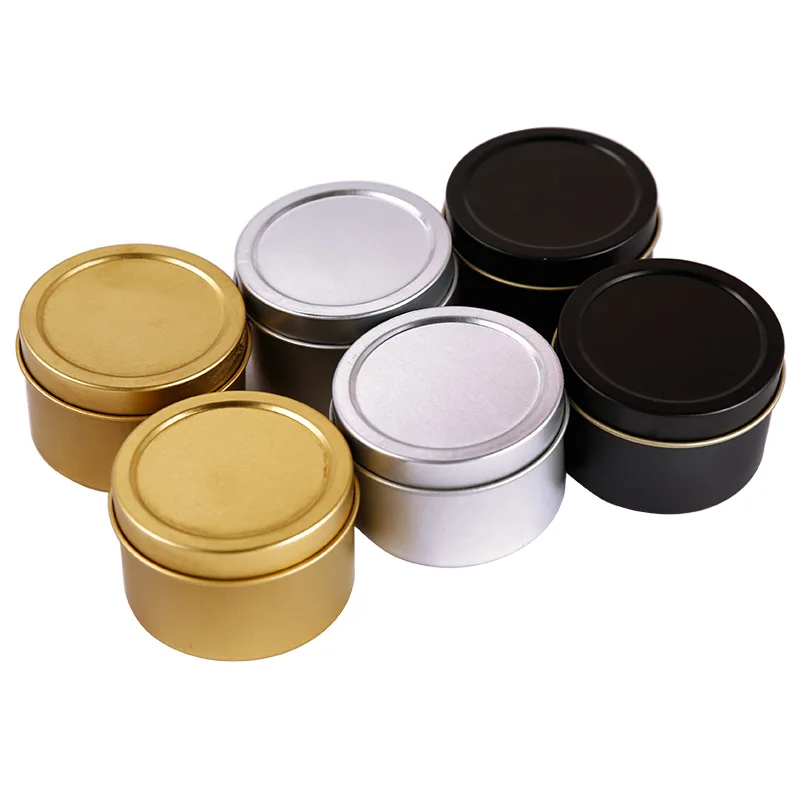 Wholesale round seamless 4 oz 6 oz 8 oz candle tin can container metal candle tin jar box with lid