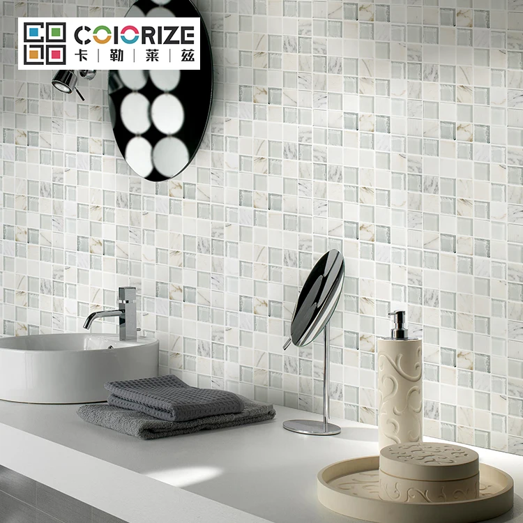 Colorize  Calacatta Gold Square Marble Mosaic Bathroom Wall Floor Tiles regular square white marble stone mosaic floor tile