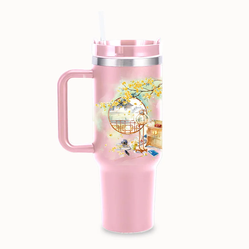 Эко-стальной стакан с ручкой, 40 унций