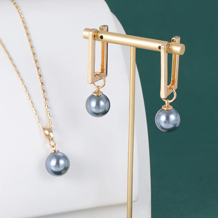 Модные 18K позолоченные Гавайские жемчужные ювелирные изделия оптом ожерелье серьги женский комплект