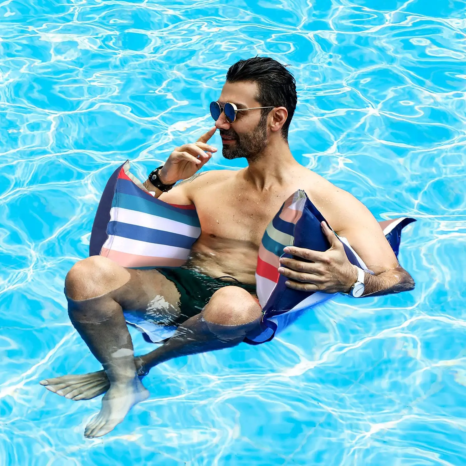 2022 New design Fabric Pool Hammock Floats chair 2 Pack Inflatable Water Hammocks inflatable Pool Float for adults