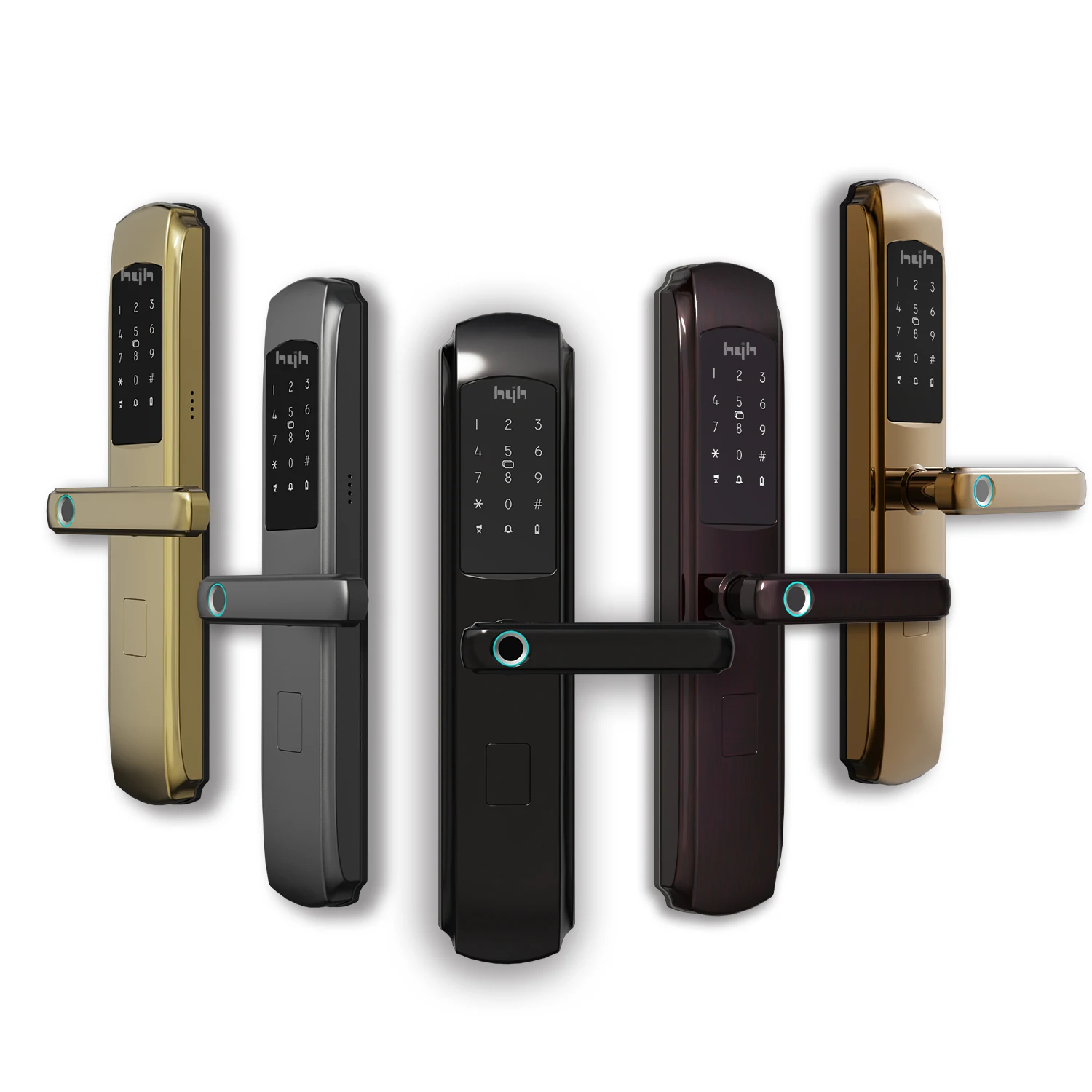 hyh Smart Lock Fingerprint Access Passcode Card Door Lock TTLock Control  for Security Aluminum Door